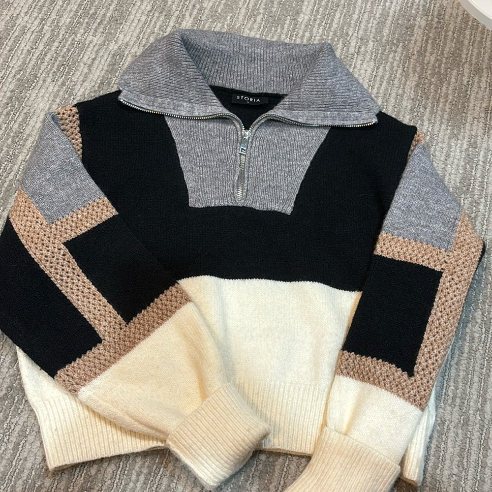 Cashmere color block sweater!